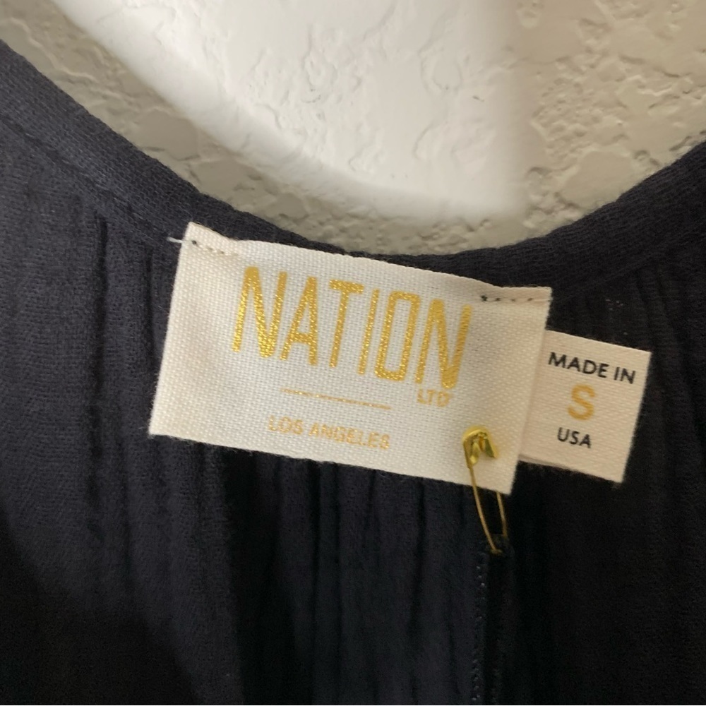 Nation LTD Womens black Addie tiered gauze cotton mini dress S - Picture 6 of 11